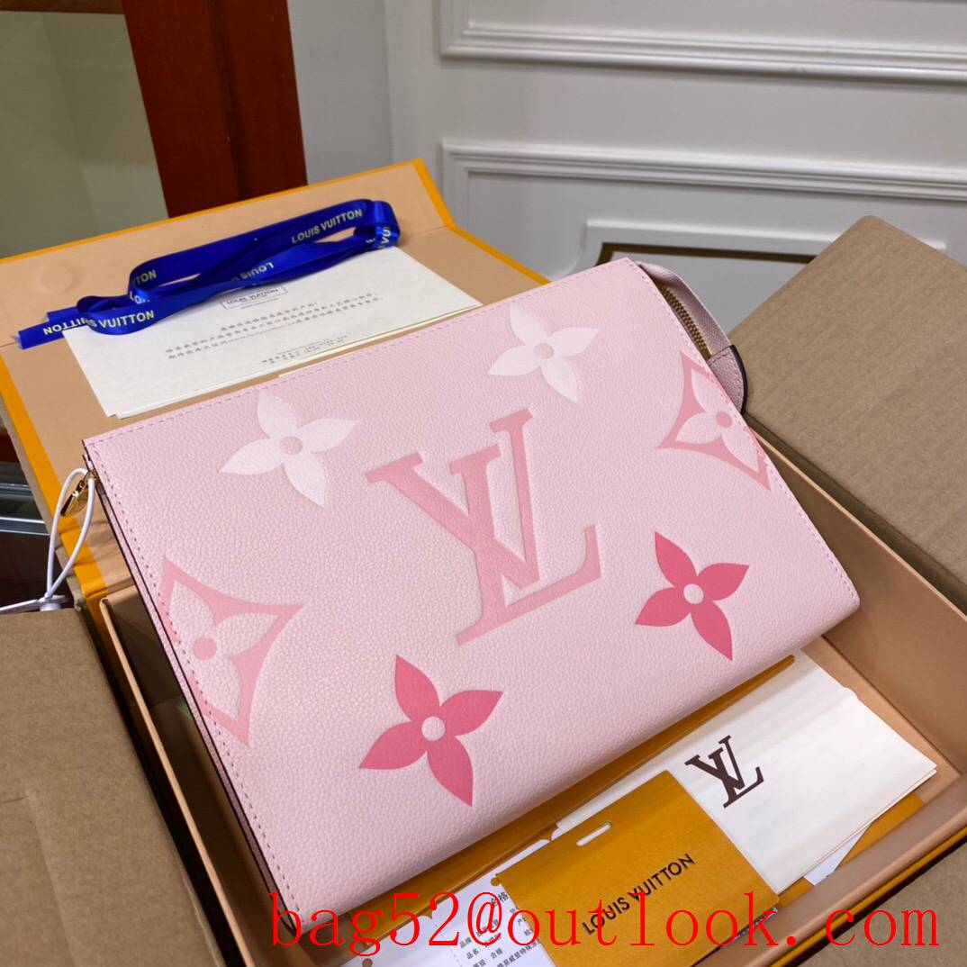 LV Louis Vuitton pink by the pool real leather pochette clutch pouch M80504