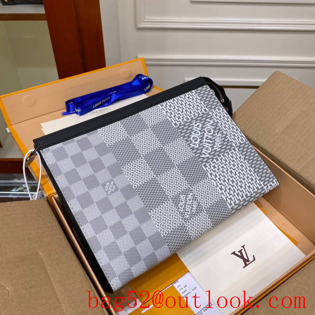 LV Louis Vuitton light gray damier men clutch Pouch purse N60443