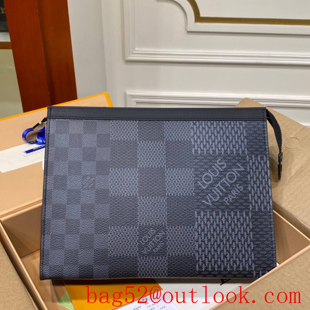 LV Louis Vuitton black damier men clutch Pouch purse N60444