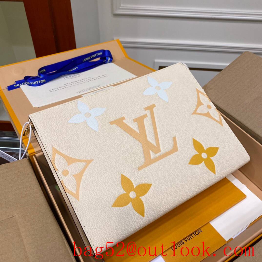 LV Louis Vuitton cream by the pool calfskin pochette clutch pouch M80504