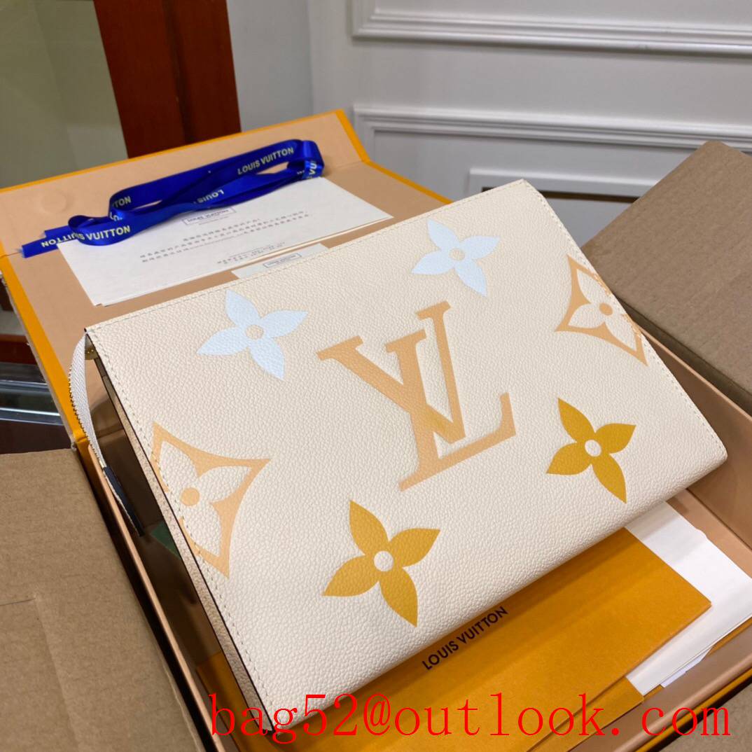 LV Louis Vuitton cream by the pool calfskin pochette clutch pouch M80504