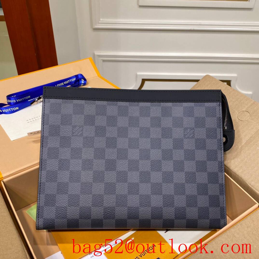 LV Louis Vuitton black damier pochette men clutch pouch M41696