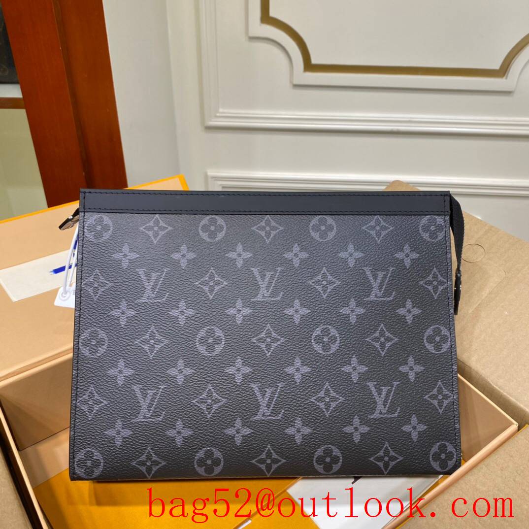 LV Louis Vuitton black monogram pochette men clutch pouch M61692