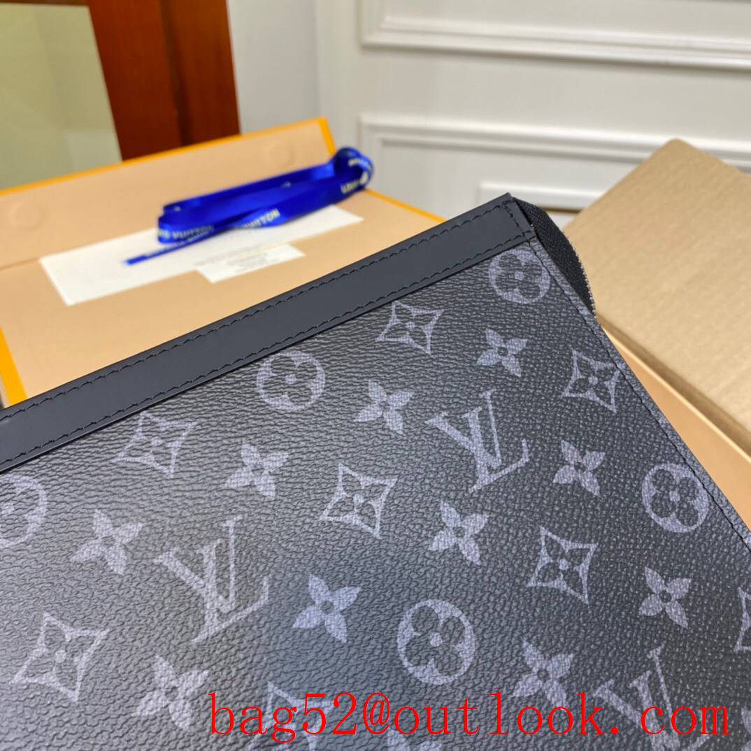 LV Louis Vuitton black monogram pochette men clutch pouch M61692