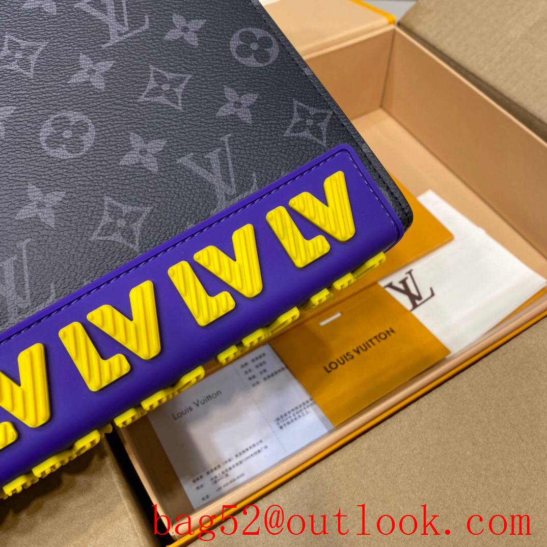LV Louis Vuitton black monogram rubber men clutch pouch M80792