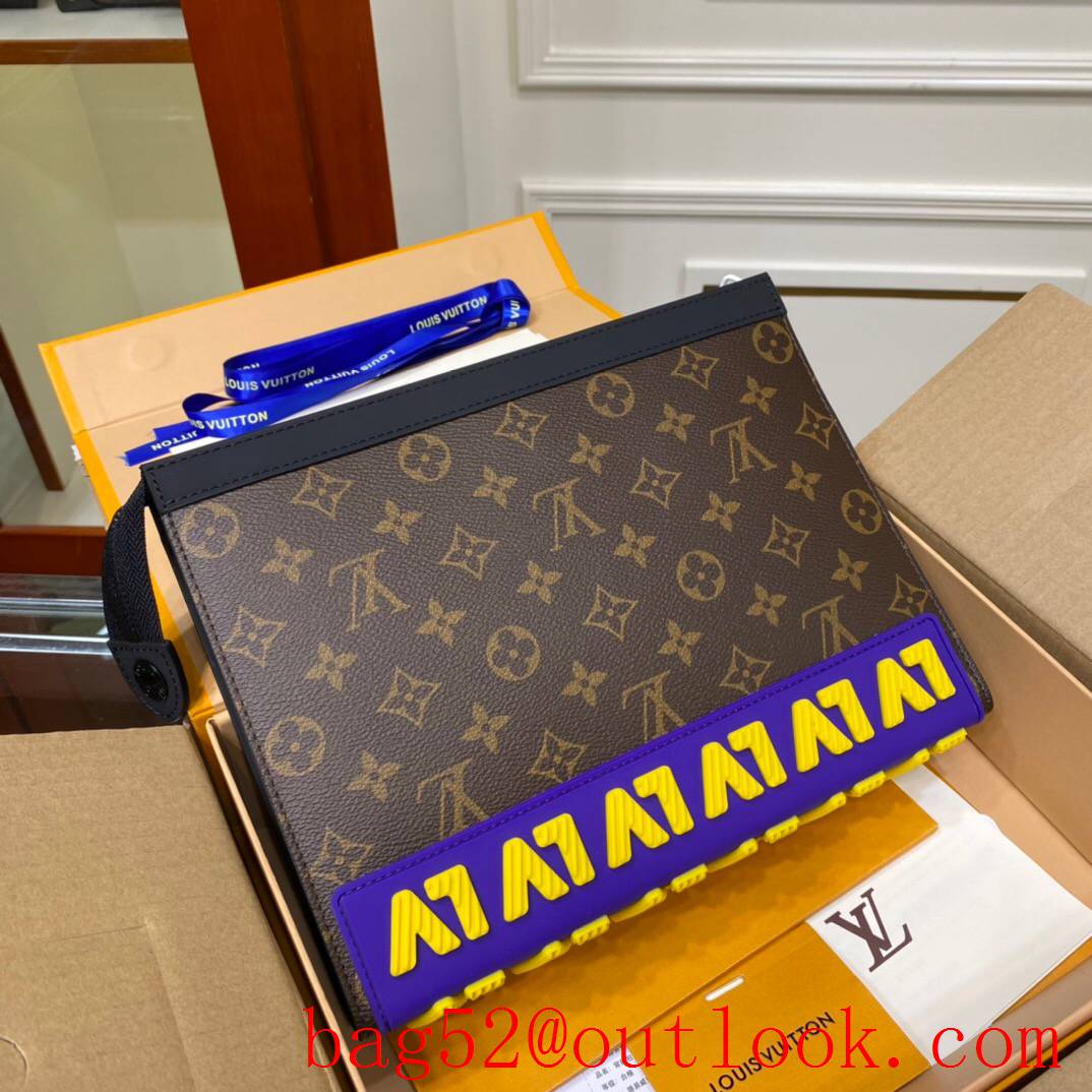 LV Louis Vuitton brown monogram rubber men clutch pouch M80792