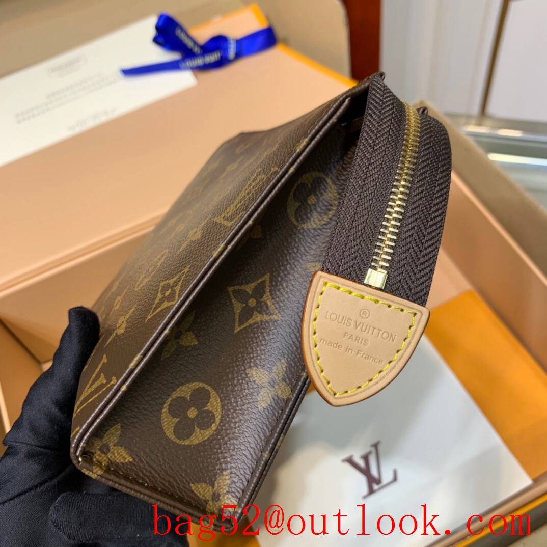 LV Louis Vuitton small brown monogram zipper clutch pouch M47544
