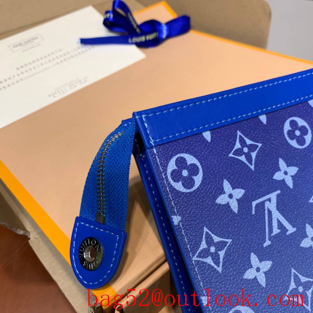 LV Louis Vuitton blue monogram virgil abloh pochette voyage clutch pouch M45480
