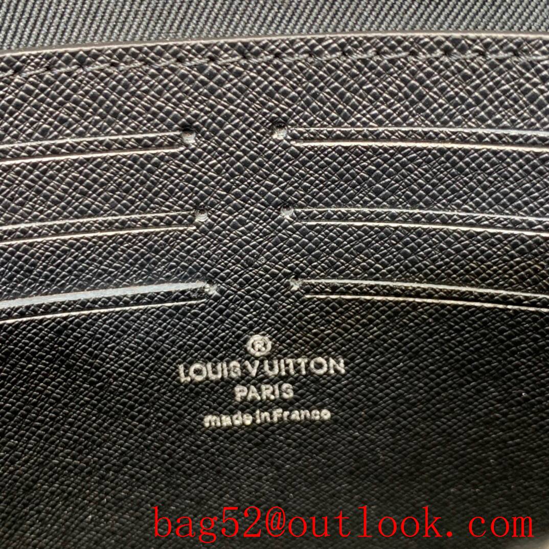 LV Louis Vuitton black taigarama leather v red logo pochette voyage clutch pouch purse M30397