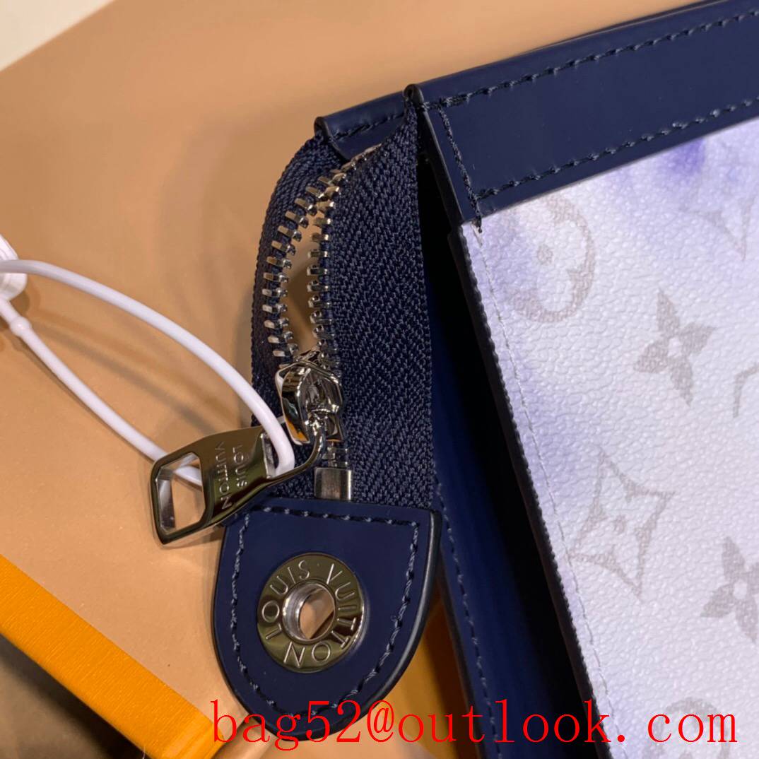 LV Louis Vuitton tri-gray monogram eclipse pochette voyage clutch pouch purse M80460