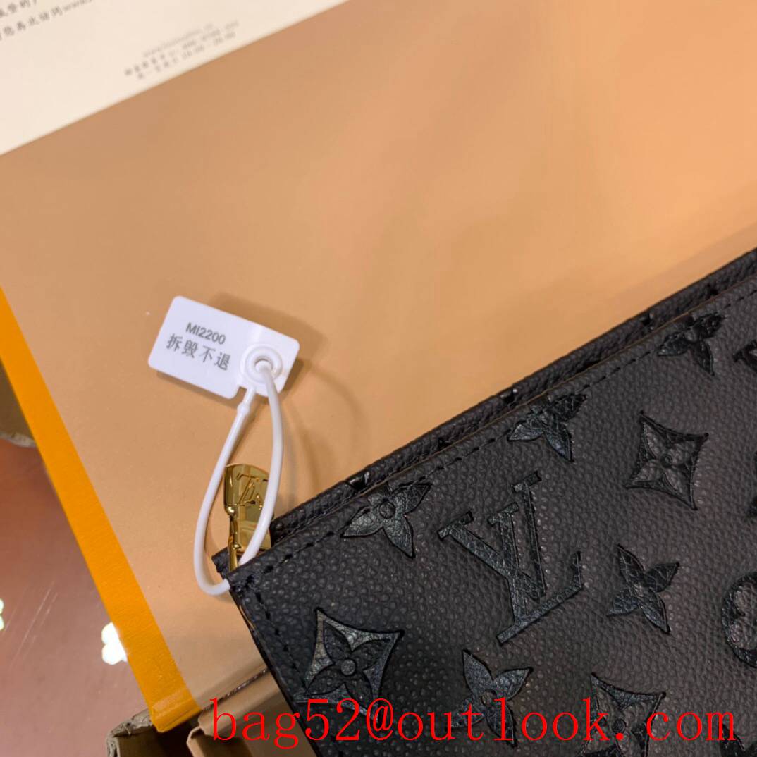 LV Louis Vuitton black leather monogram eclipse clutch pouch purse M45665