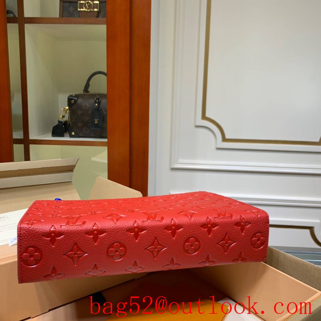 LV Louis Vuitton red leather monogram eclipse clutch pouch purse M45665