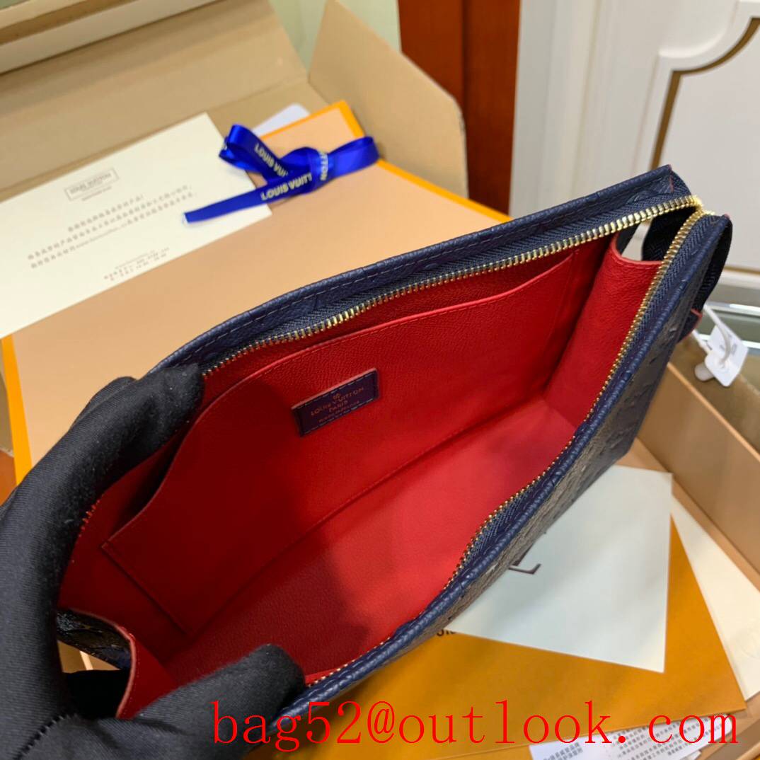 LV Louis Vuitton navy leather monogram eclipse clutch pouch purse M45665