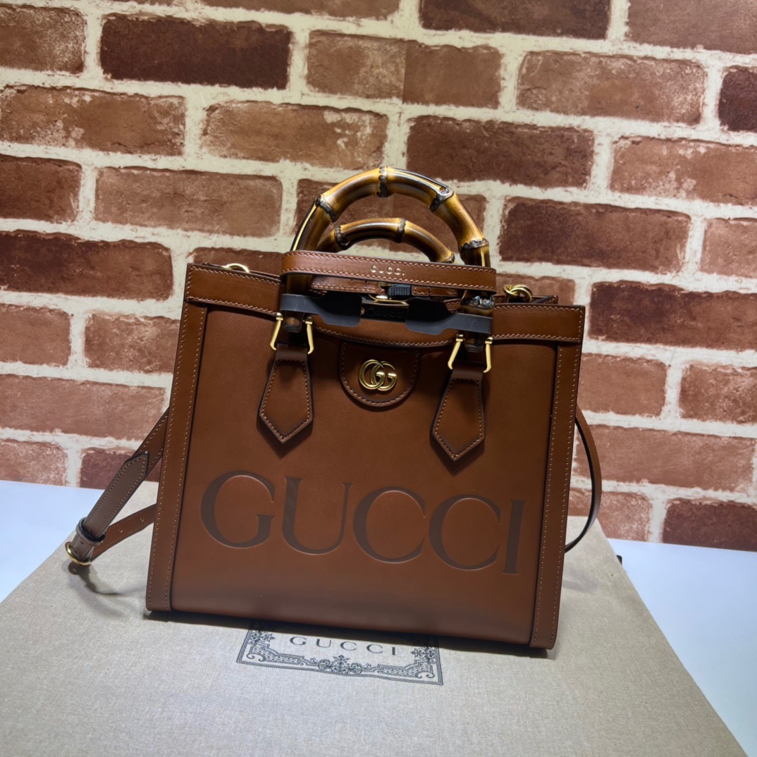 Gucci Diana Real Leather Small Tote Bag Handbag 660195 Brown