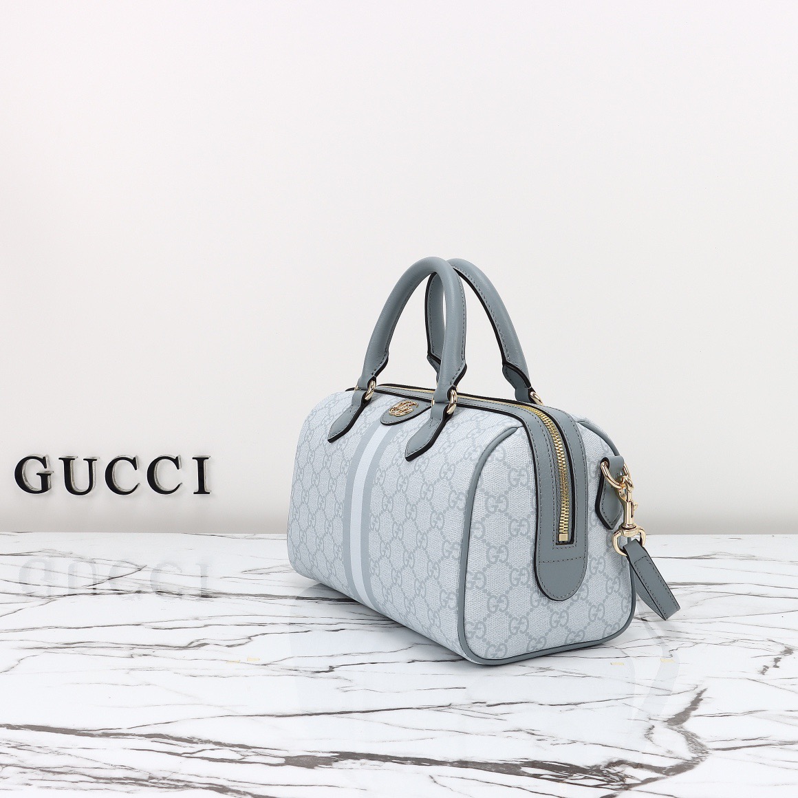 Gucci Ophidia GG Supreme Small Crossbody Bag Handbag 772061 Gray Blue