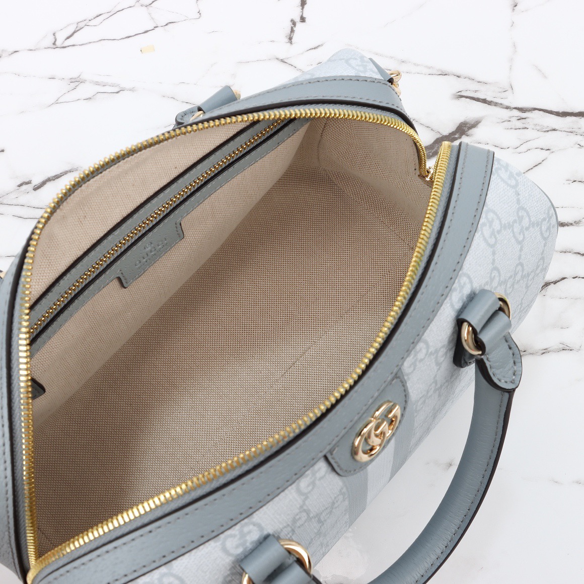 Gucci Ophidia GG Supreme Small Crossbody Bag Handbag 772061 Gray Blue