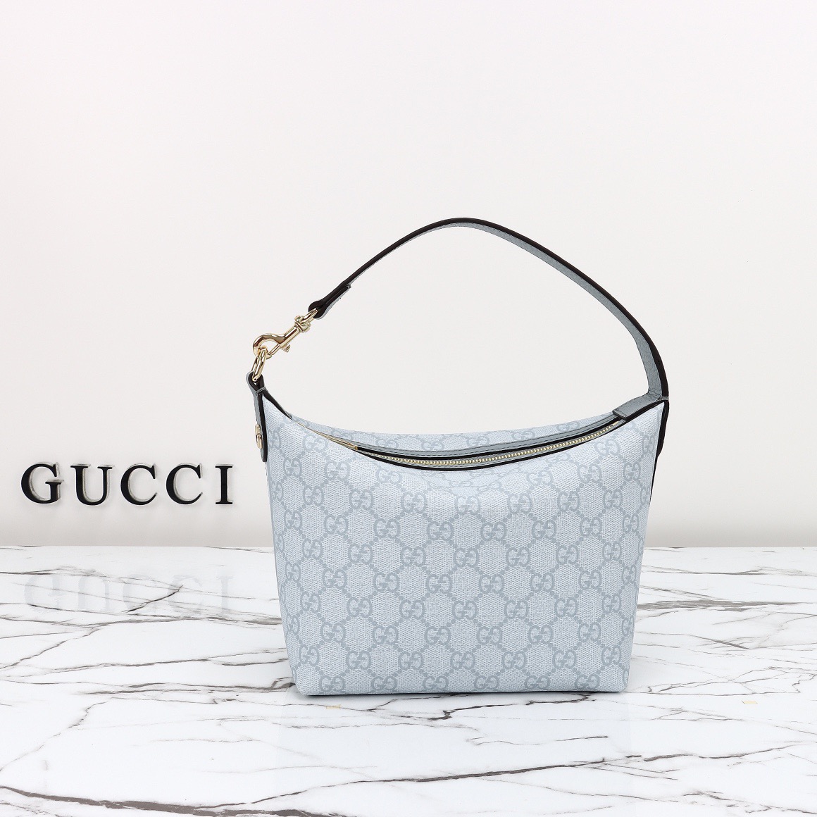 Gucci Ophidia GG Supreme Mini Shoulder Bag Handbag 795170 Gray Blue