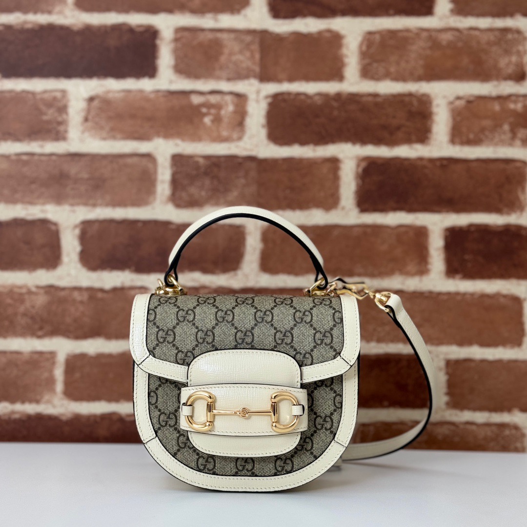 Gucci Horsebit 1955 GG Mini Shoulder Bag Handbag 781387 White