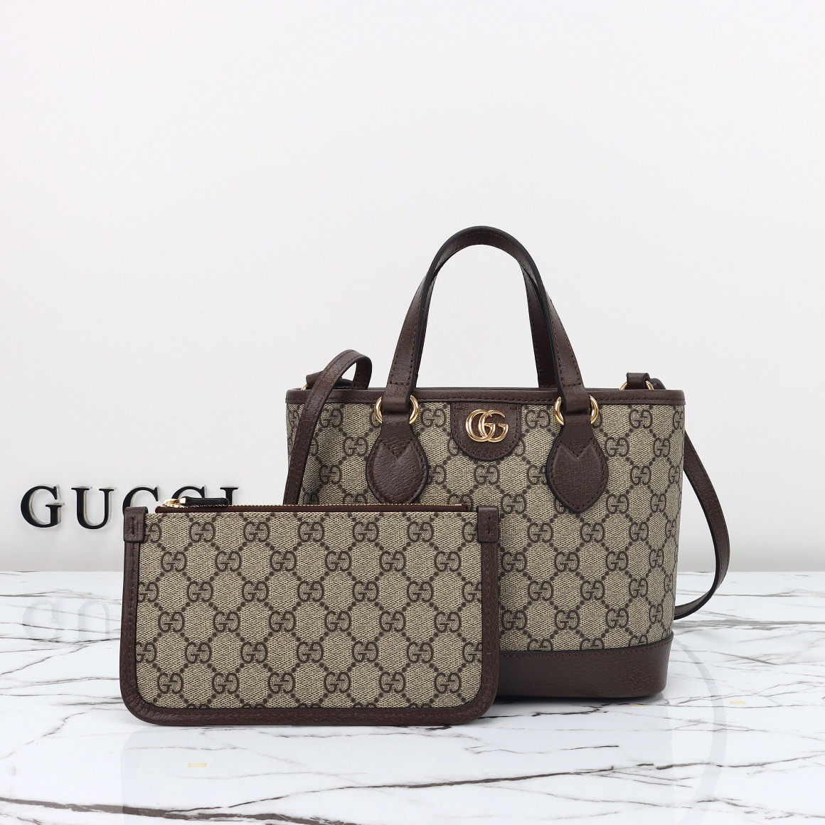 Gucci Ophidia GG Supreme Mini Tote Bag Handbag 811716 Coffee