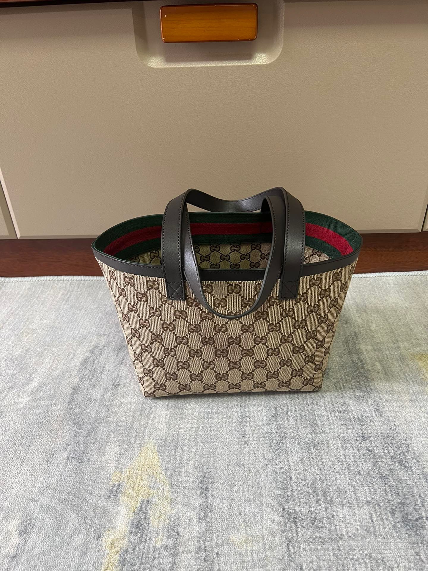 Gucci Totissima GG Supreme Small Tote Bag Handbag 788211 Coffee