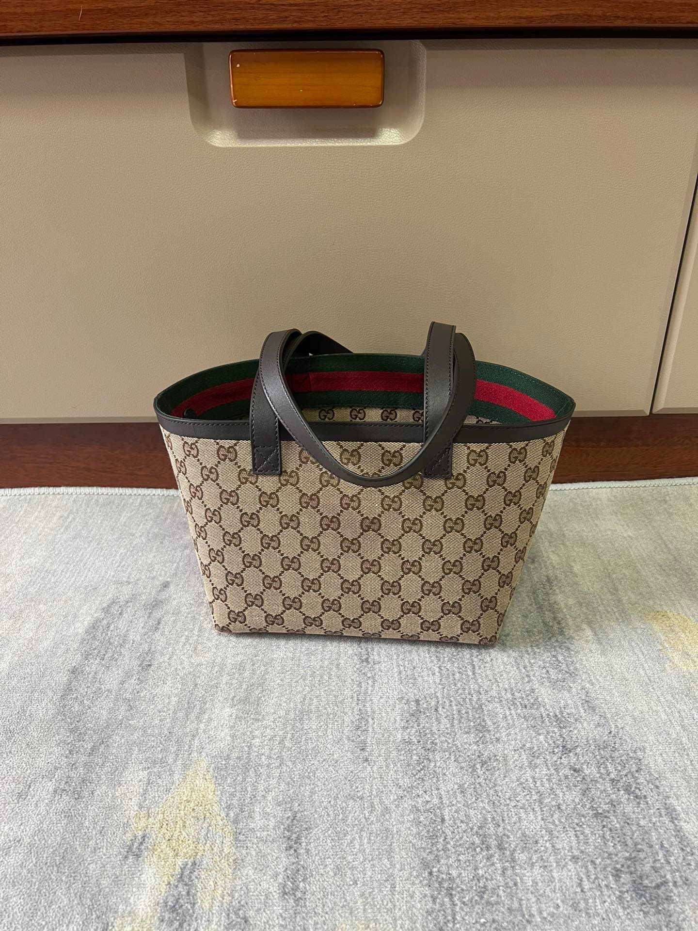 Gucci Totissima GG Supreme Small Tote Bag Handbag 788211 Coffee