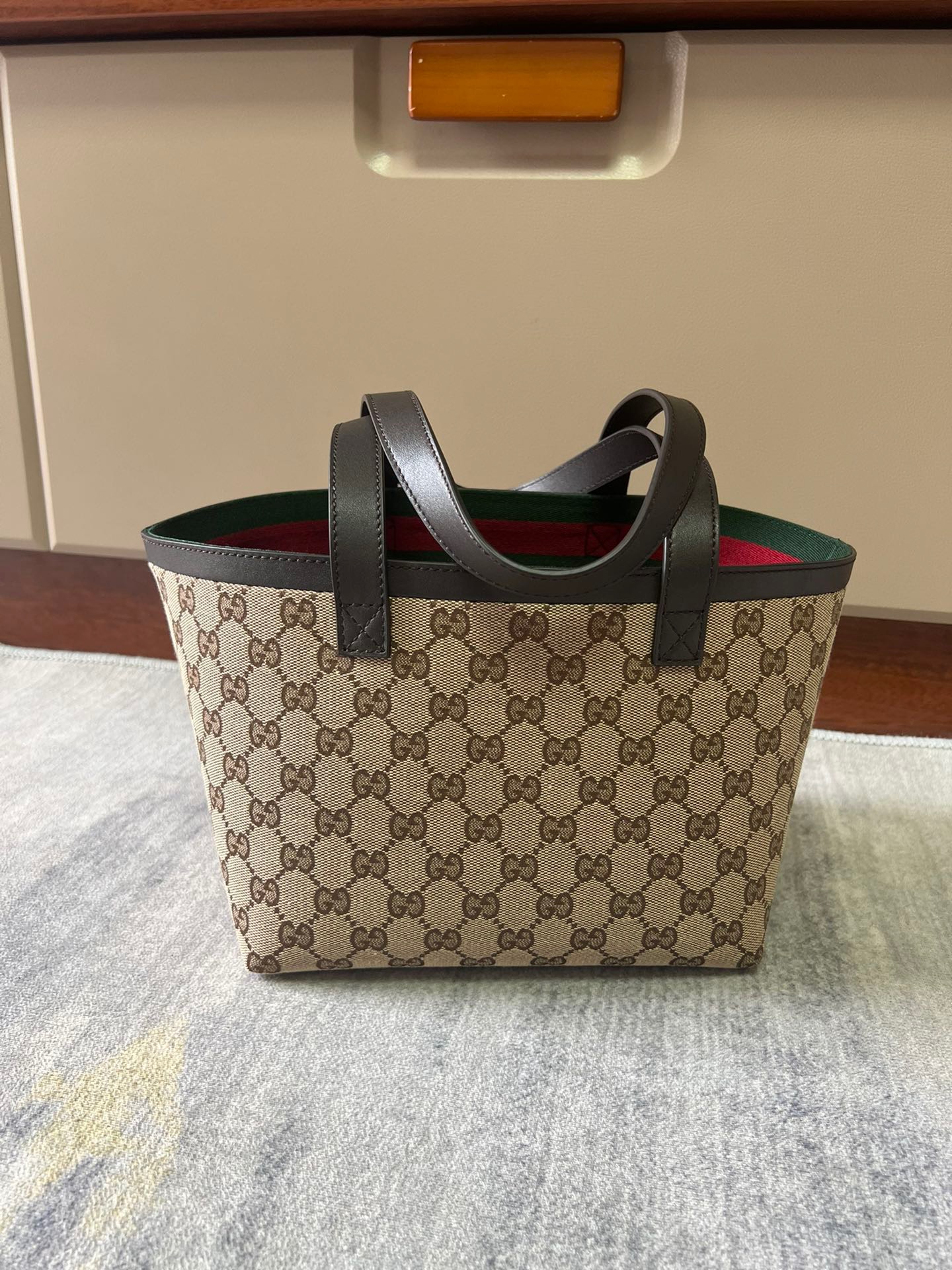 Gucci Totissima GG Supreme Small Tote Bag Handbag 788211 Coffee