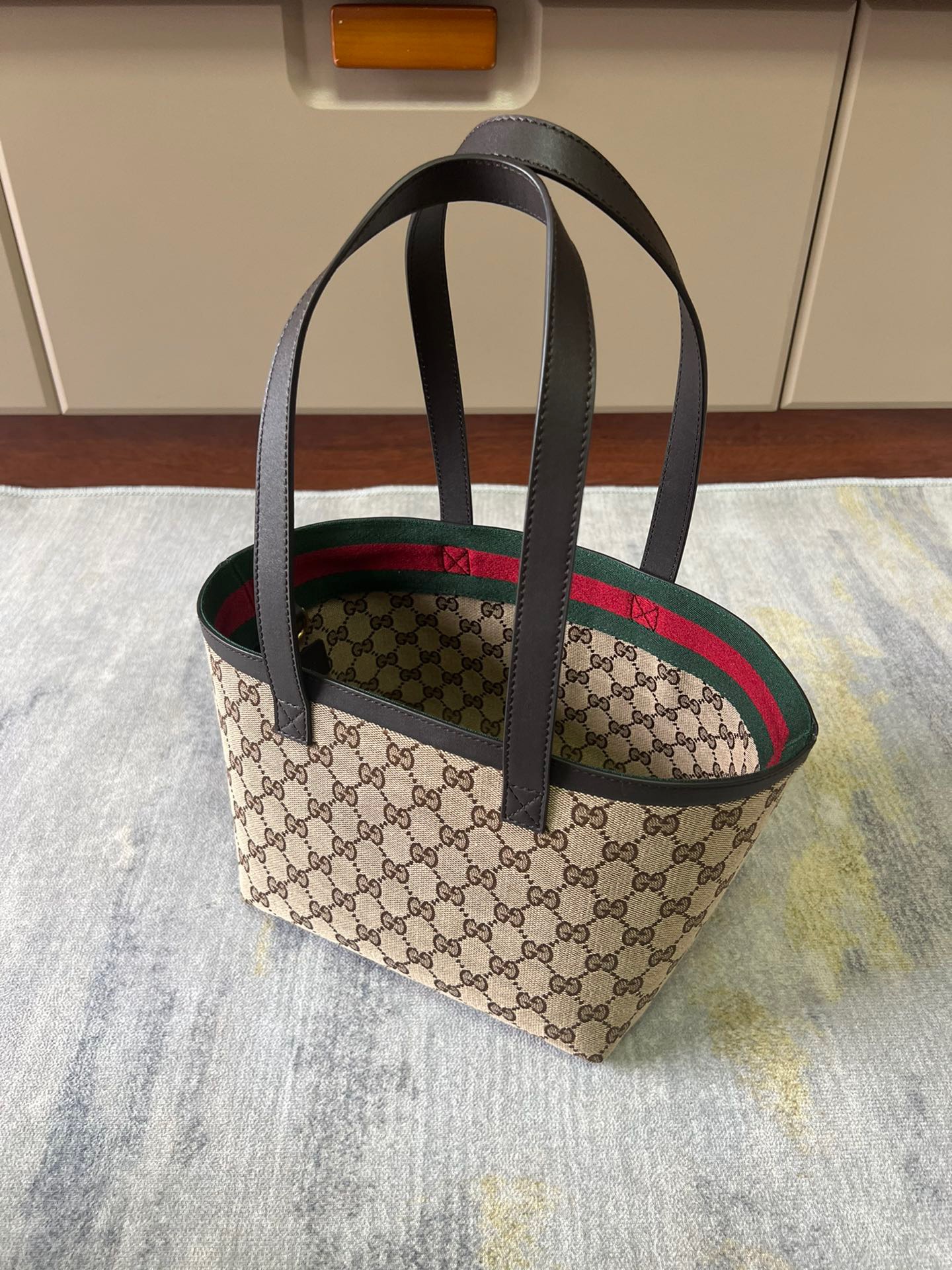 Gucci Totissima GG Supreme Small Tote Bag Handbag 788211 Coffee