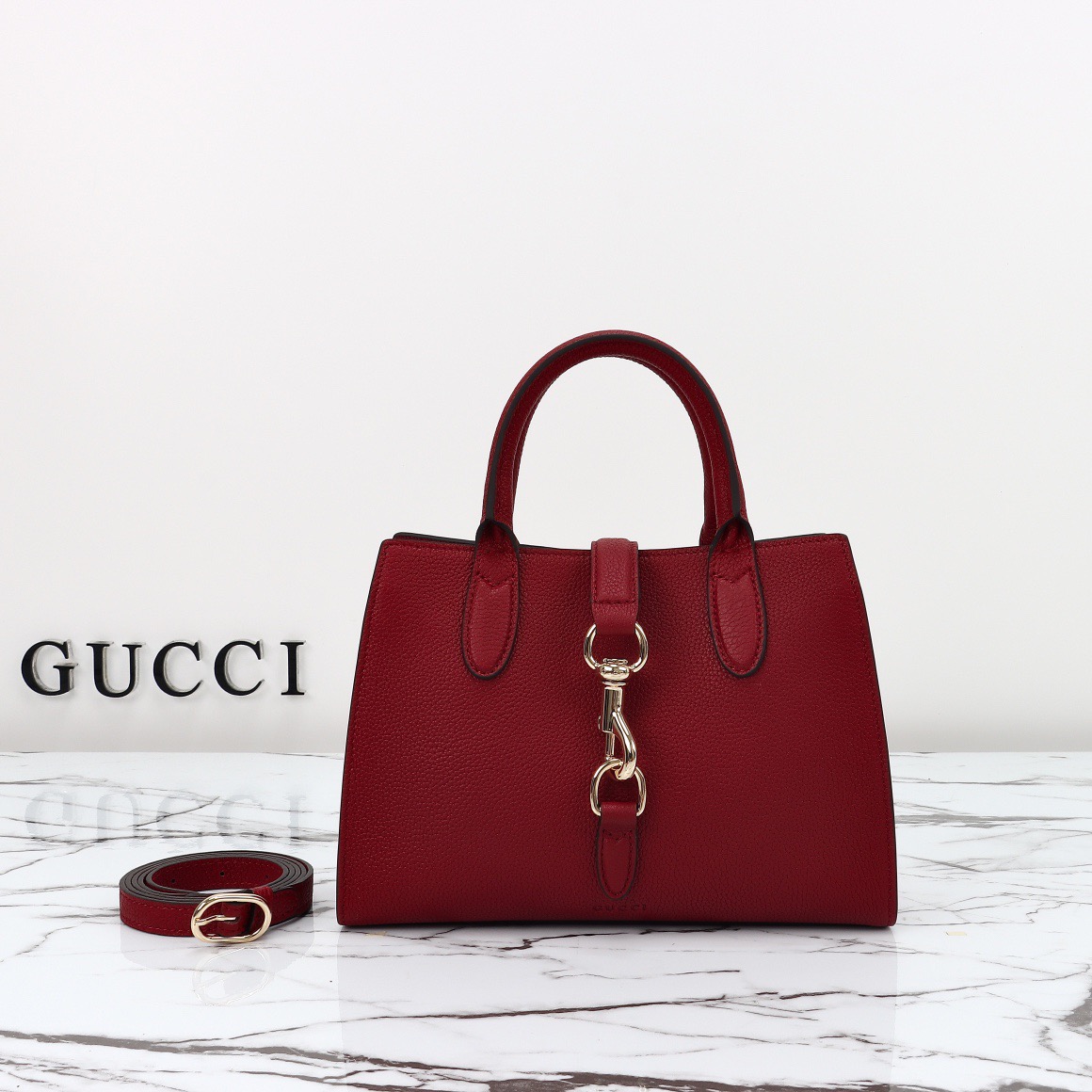 Gucci Jackie Real Leather Small Tote Bag Handbag 795349 Wine