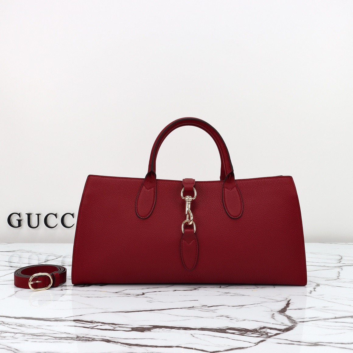 Gucci GG 2025 Jackie Real Leather Tote Bag Handbag 795282 Wine