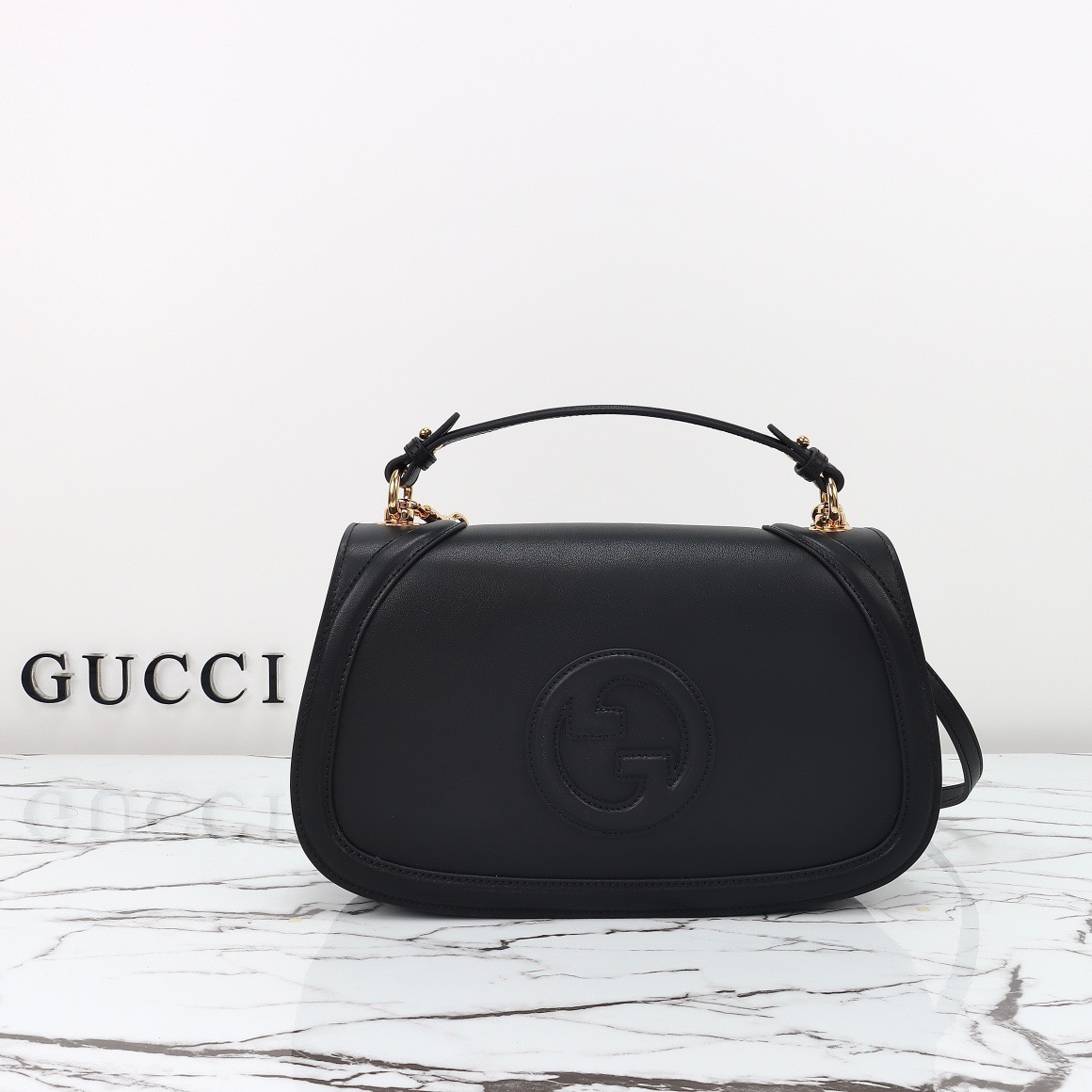 Gucci Blondie Real Leather Medium Shoulder Bag Handbag 815716 Black