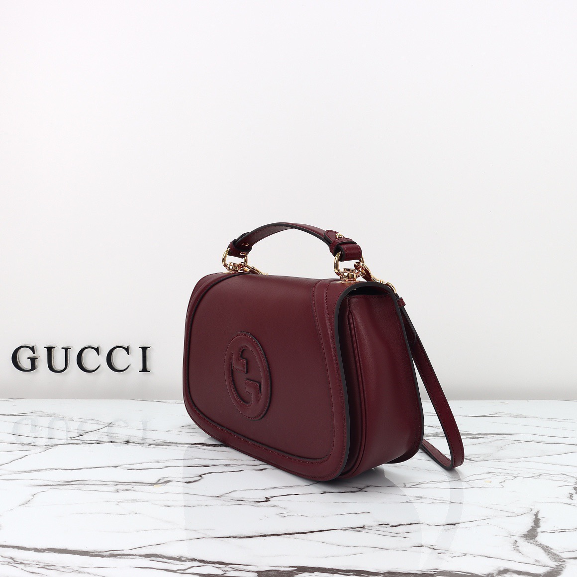 Gucci Blondie Real Leather Medium Shoulder Bag Handbag 815716 Wine