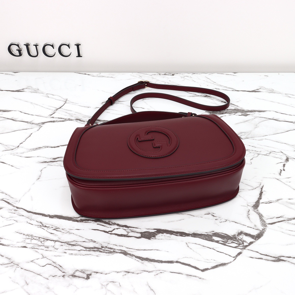 Gucci Blondie Real Leather Medium Shoulder Bag Handbag 815716 Wine