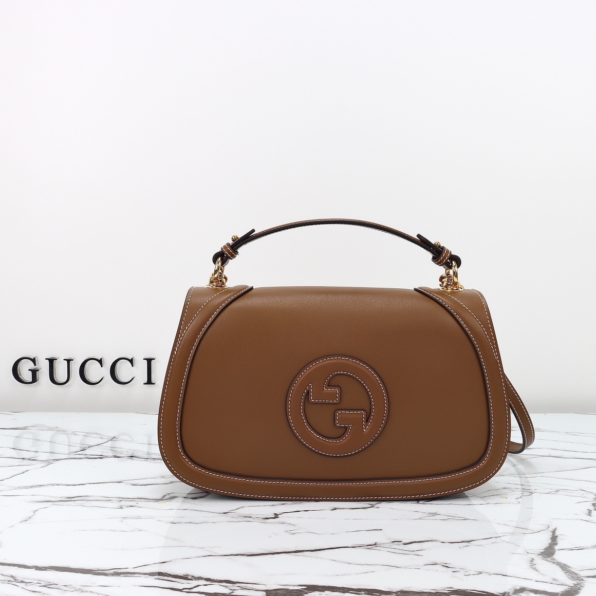 Gucci Blondie Real Leather Medium Shoulder Bag Handbag 815716 Brown