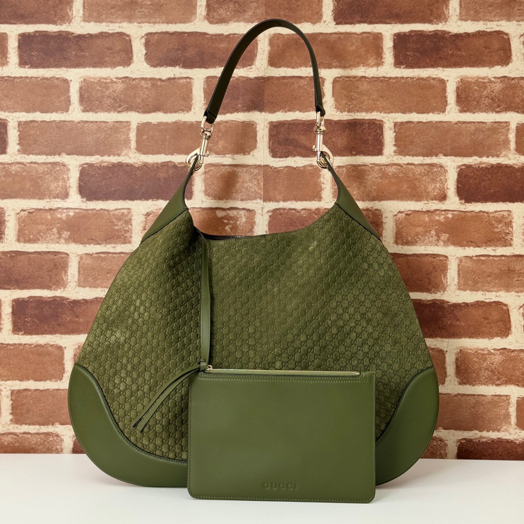 Gucci Body Suede Leather Medium Shoulder Bag Handbag 815924 Green