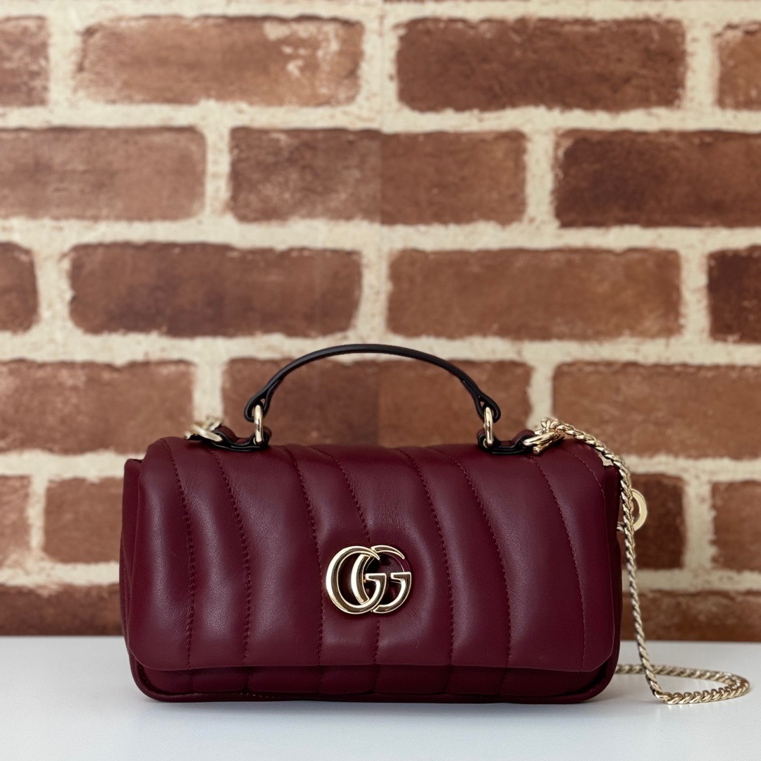 Gucci GG Milano Real Leather Mini Shoulder Bag Handbag 806017 Wine