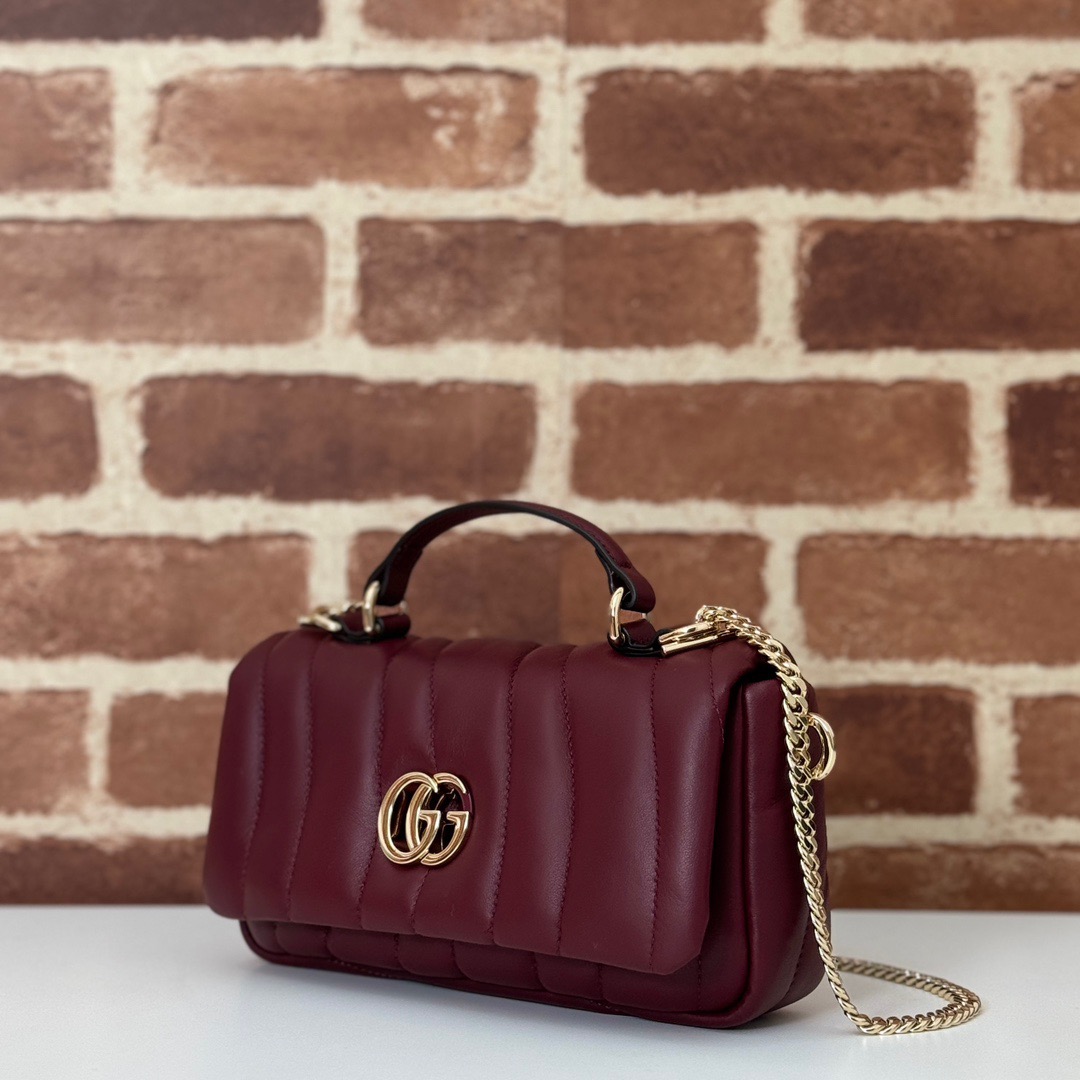 Gucci GG Milano Real Leather Mini Shoulder Bag Handbag 806017 Wine