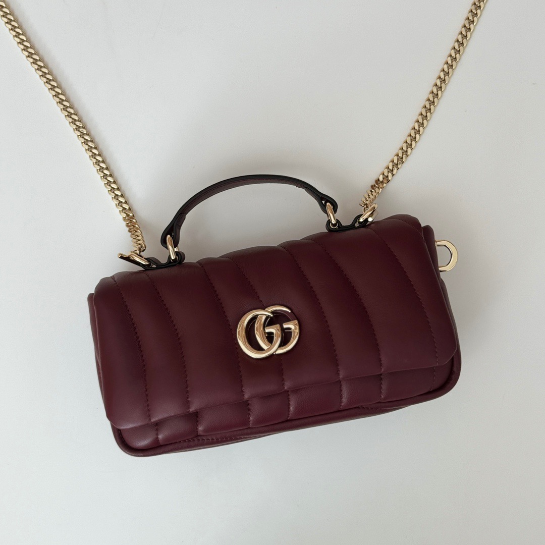 Gucci GG Milano Real Leather Mini Shoulder Bag Handbag 806017 Wine