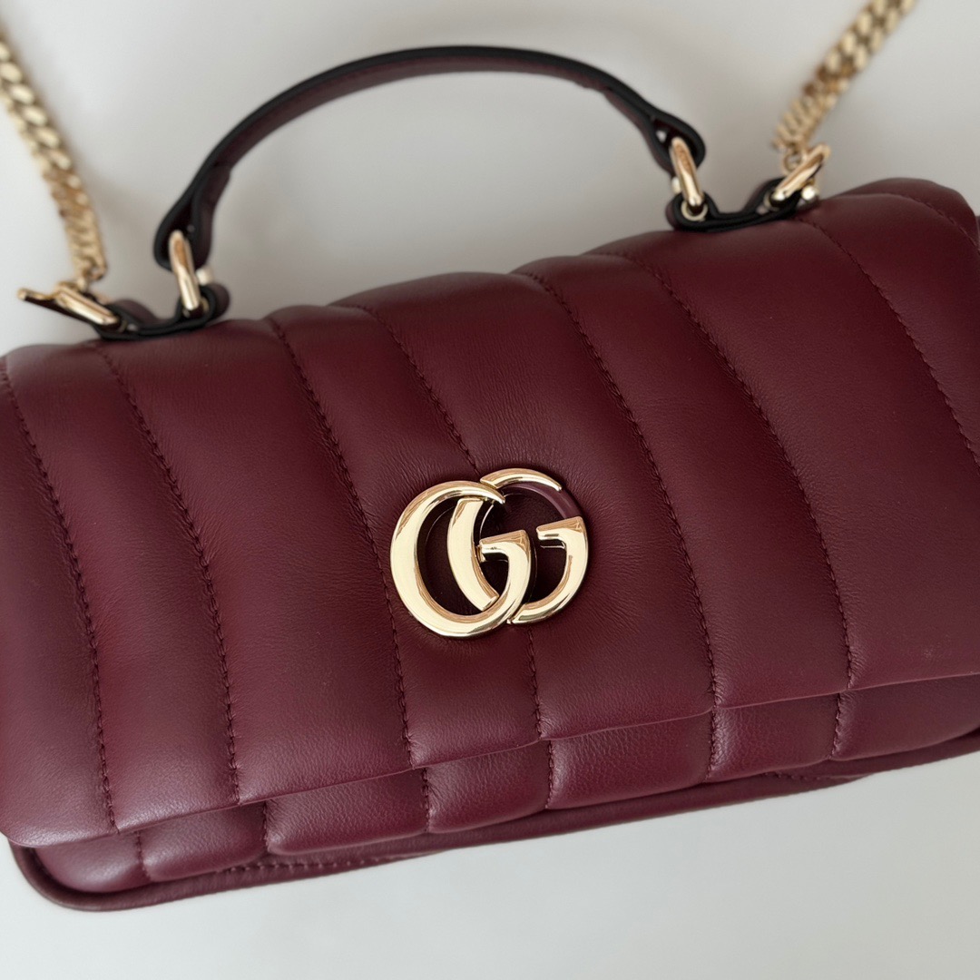 Gucci GG Milano Real Leather Mini Shoulder Bag Handbag 806017 Wine