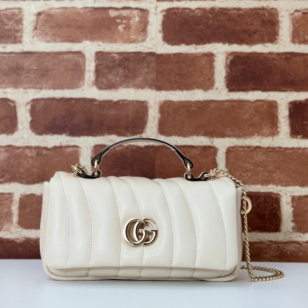 Gucci GG Milano Real Leather Mini Shoulder Bag Handbag 806017 Cream