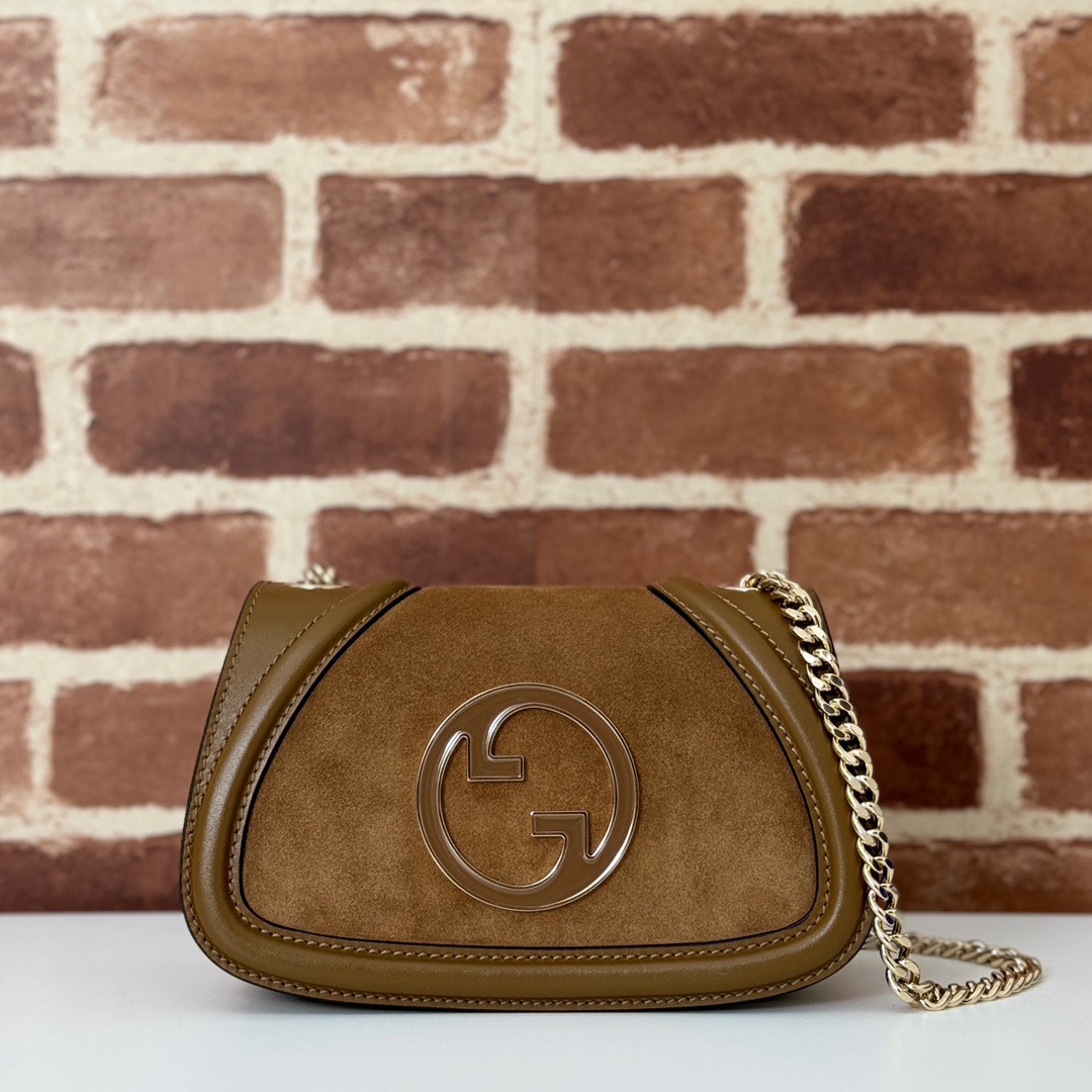 Gucci Blondie Suede Leather Mini Shoulder Bag Handbag 815711 Brown