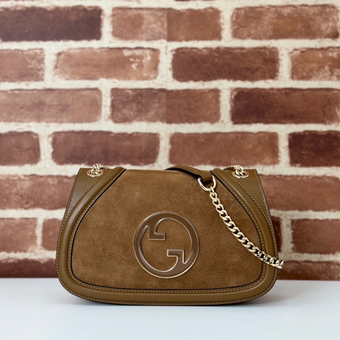 Gucci Blondie Suede Leather Small Shoulder Bag Handbag 815715 Brown