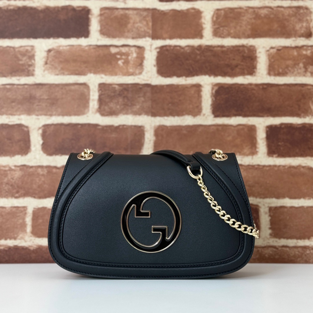 Gucci Blondie Real Leather Small Shoulder Bag Handbag 815715 Black