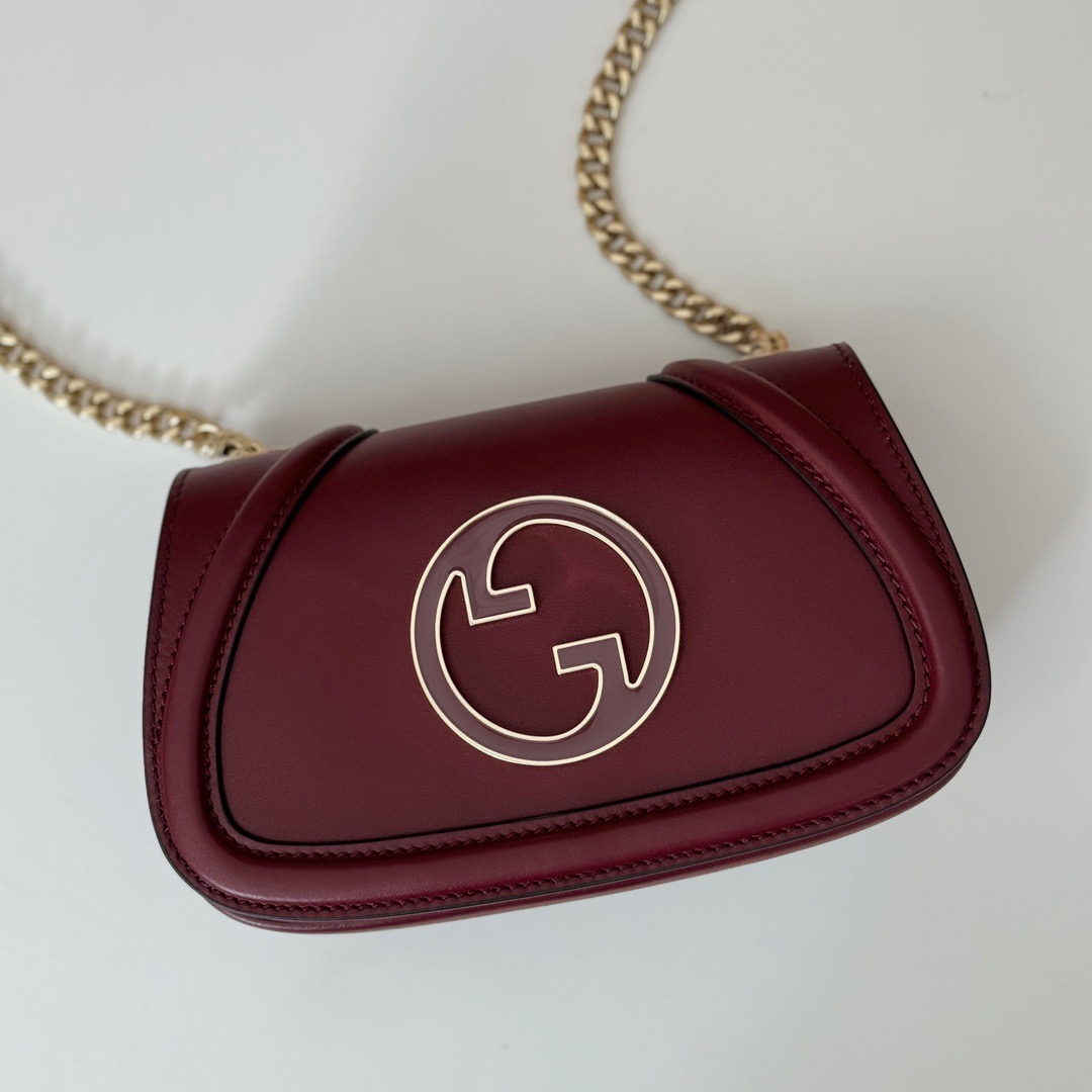 Gucci Blondie Real Leather Mini Shoulder Bag Handbag 815711 Wine