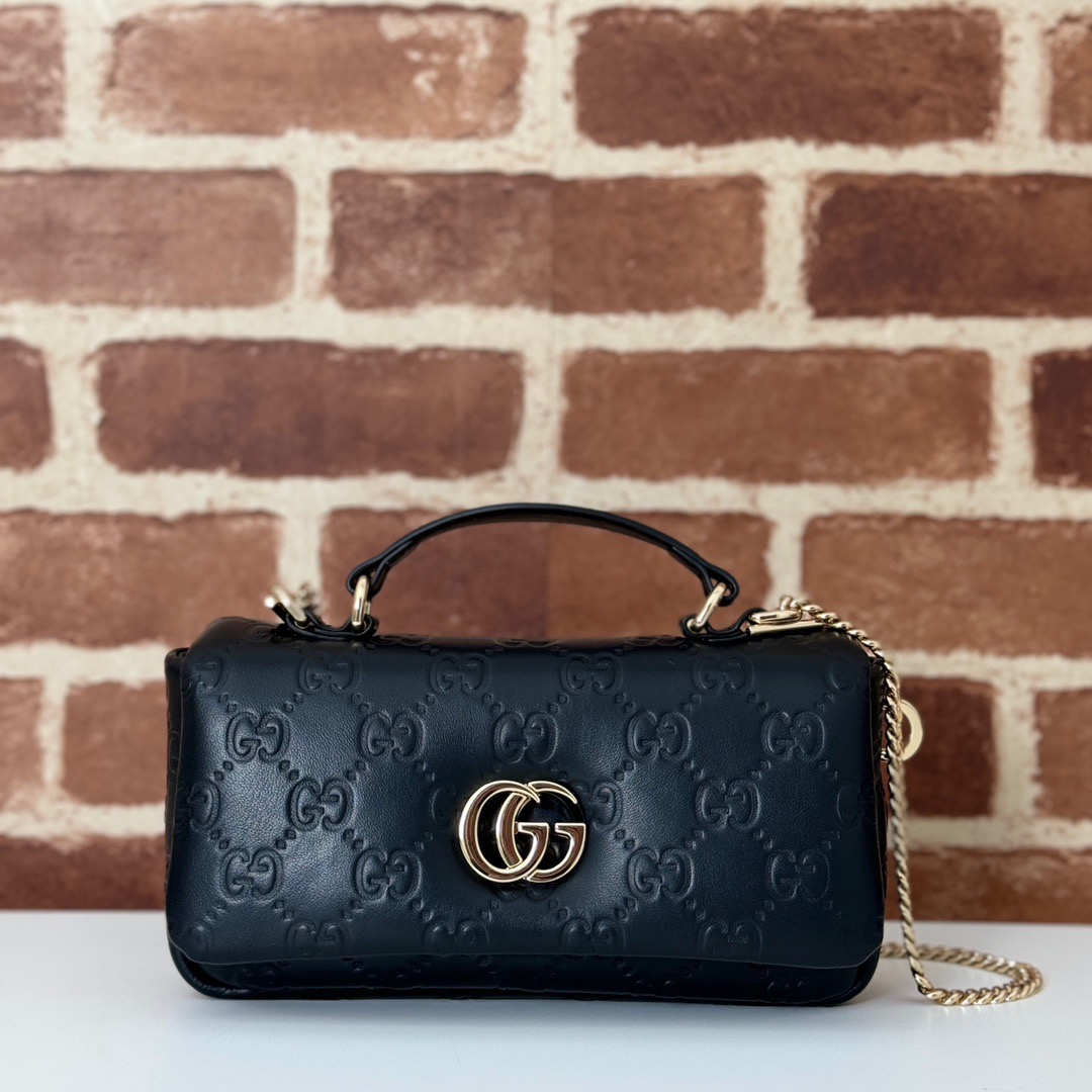 Gucci GG Milano Real Leather Mini Shoulder Bag Handbag 806017 Black