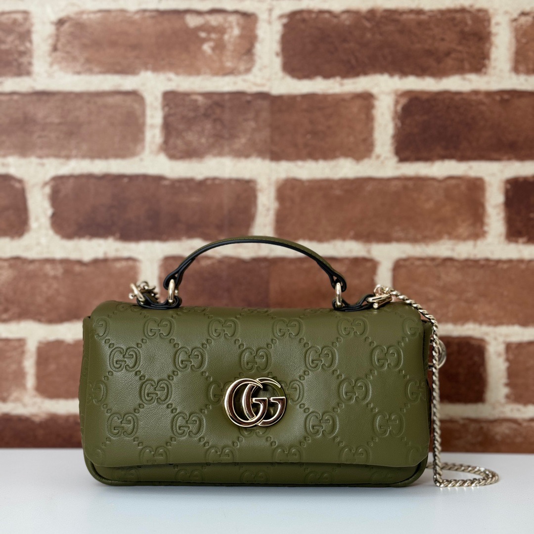 Gucci GG Milano Real Leather Mini Shoulder Bag Handbag 806017 Green