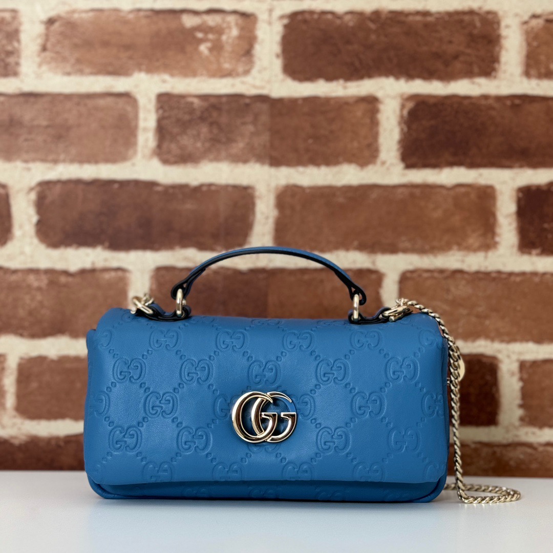 Gucci GG Milano Real Leather Mini Shoulder Bag Handbag 806017 Blue