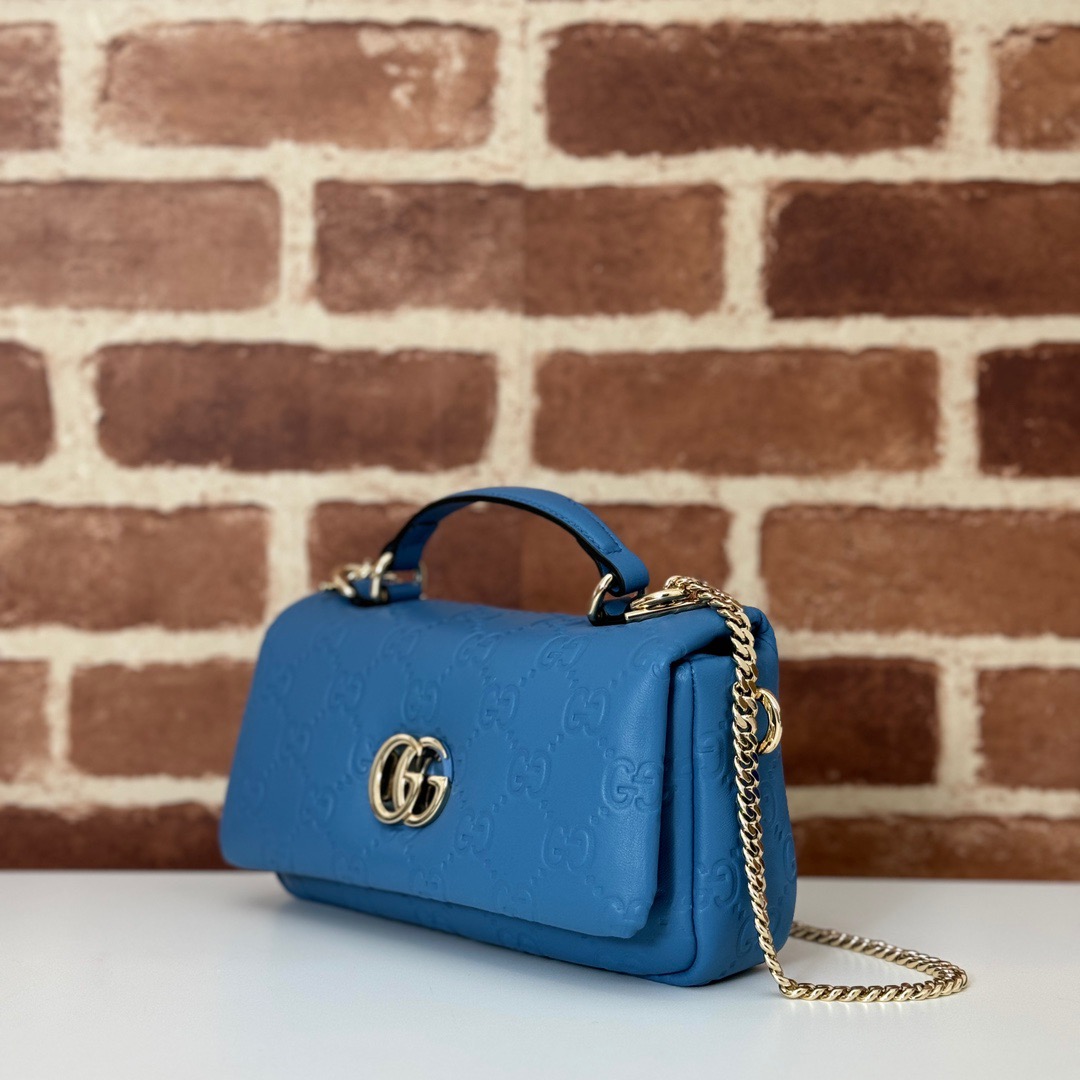 Gucci GG Milano Real Leather Mini Shoulder Bag Handbag 806017 Blue