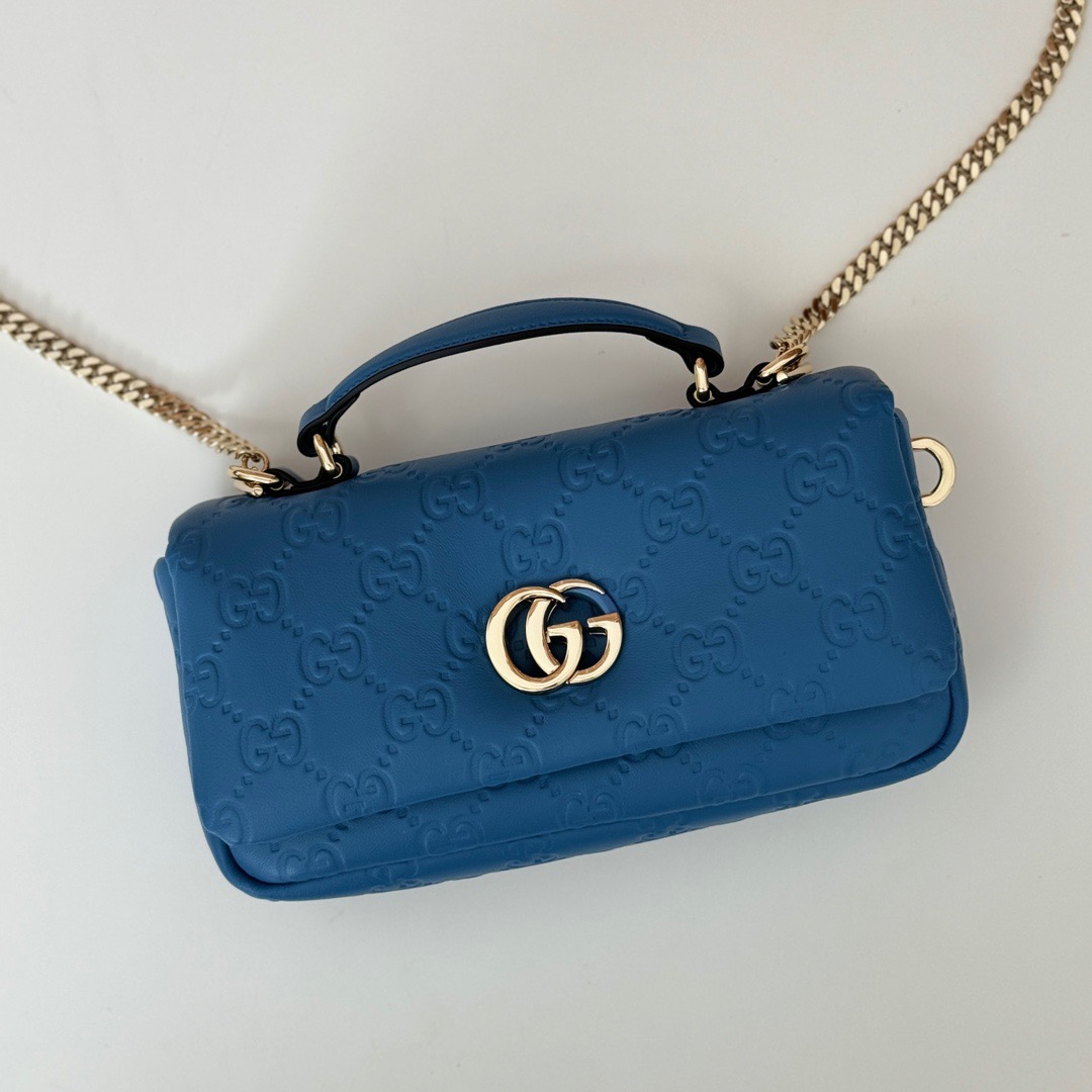 Gucci GG Milano Real Leather Mini Shoulder Bag Handbag 806017 Blue