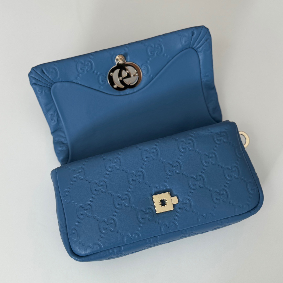 Gucci GG Milano Real Leather Mini Shoulder Bag Handbag 806017 Blue