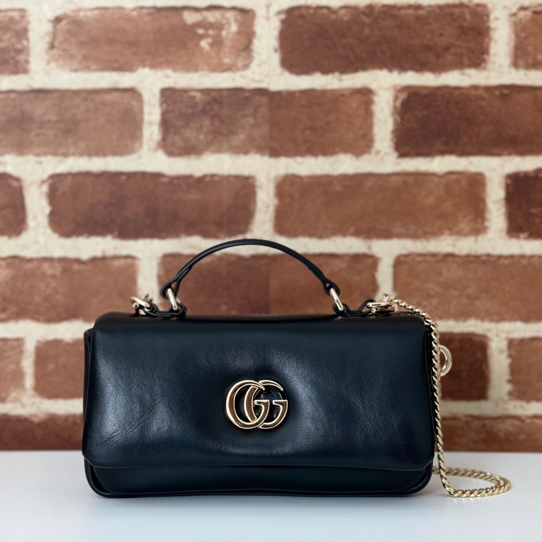 Gucci GG Milano Smooth Leather Mini Shoulder Bag Handbag 806017 Black